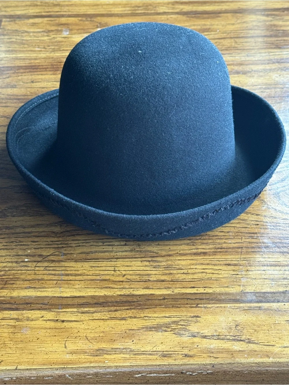 Vintage Jennifer Moore Black Wool Bowler Hat Made in Italy Derby Cloche